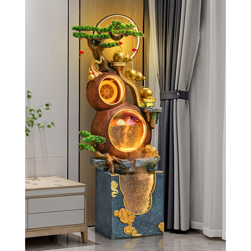 Neo-Chinese Style Resin Artistic Flowing Water Ornament, 42.52" H x 15.35" W x 9.84" D