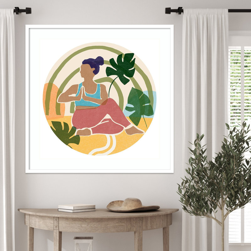 «Om Together Marichi» par Wendover, reproduction d'art encadrée sur bois, 33 x 33, Svelte White