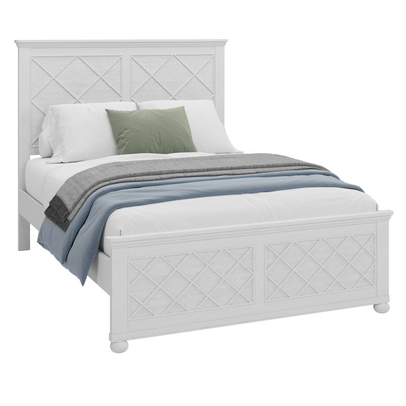Structure de lit en bois massif Coastal Farmhouse, blanc antique, Double