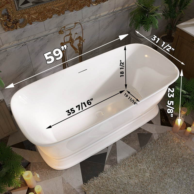 59'' x 31.5'' Freestanding Soaking Acrylic Bathtub