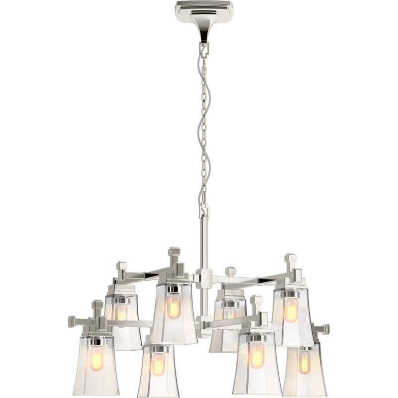 Riff 35 in. Eight-Light Chandelier, Polished Nickel
