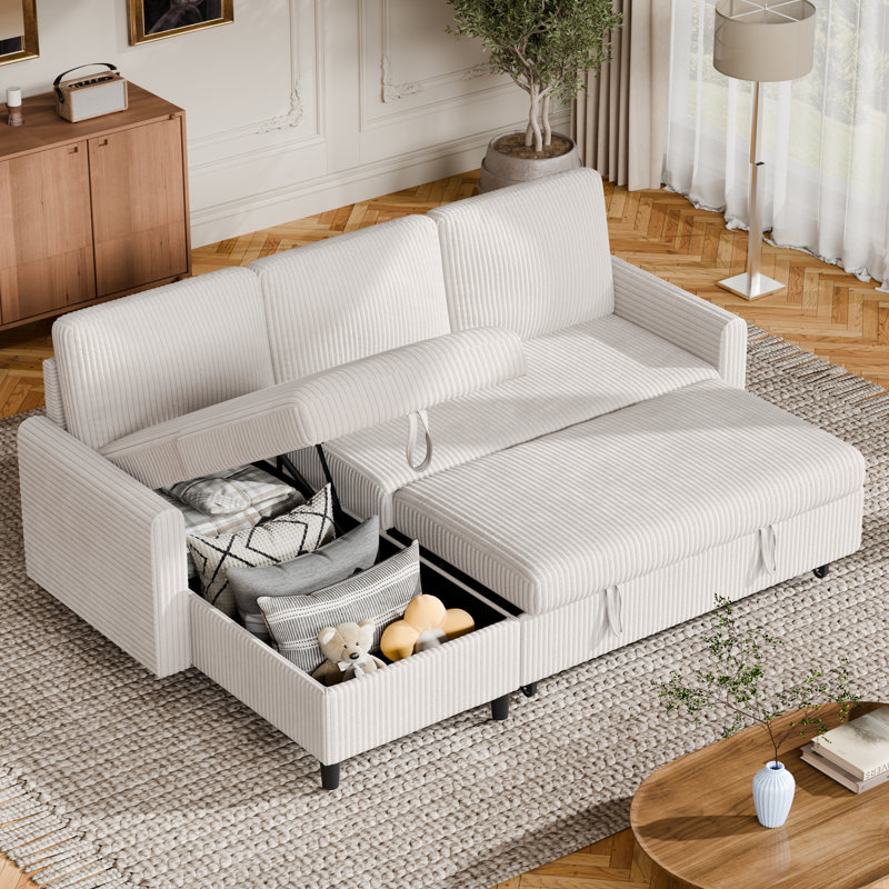 Canapé-lit rembourré 77,2 po, Beige