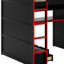 Lit mezzanine en bois avec bureau, garde-robe, grand espace de rangement et lumière DEL RVB-70533369