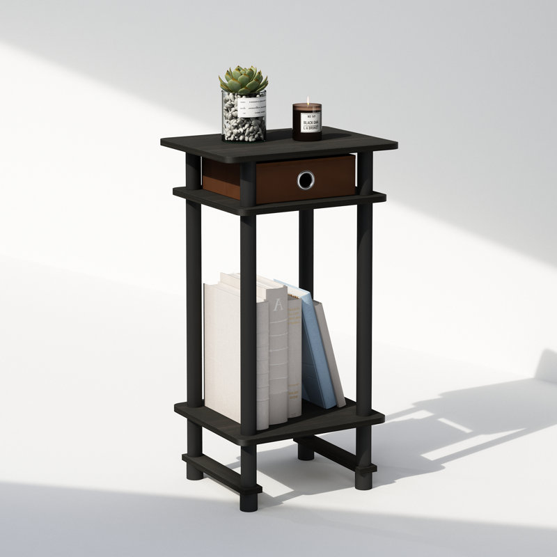 Furinno Turn-N-Tube Tall Nightstand with Bin, Espresso/Brown, Individual, Espresso/Brown
