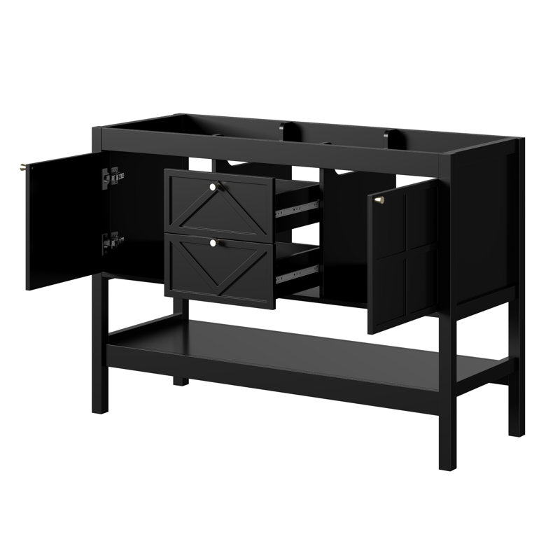 Base de meuble-lavabo simple 48 po seulement, Noir, noir, noir, noir