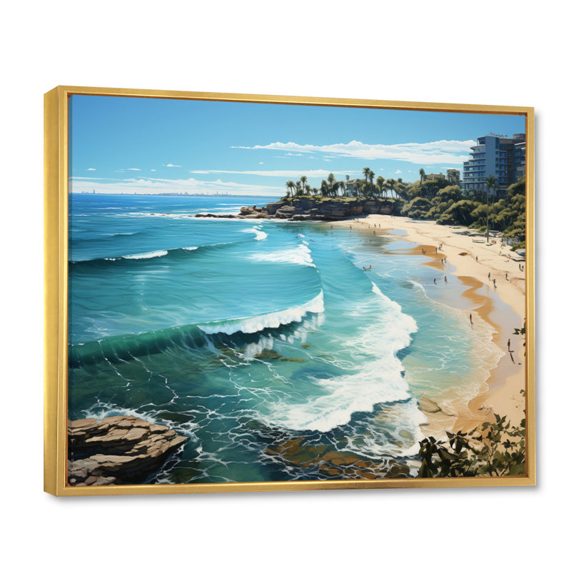 Beach Surfers Paradise III, reproduction d'art sur toile, H 30 po x l 40 po x P 1,5 po, Cadre flottant doré