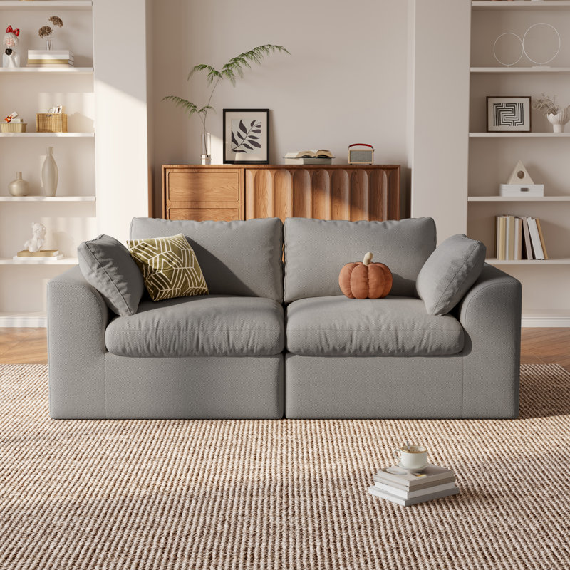 Canapé deux places modulaire Cloud Loveseat de 200 cm (78,7 po), en tissu mousse bicolore doux, sans assemblage requis, pour le salon (gris)