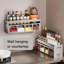 Wall Mounted Kitchen Spice Rack with 5 Hanging Seasoning Boxes, Over Stove Organizer for Salt, Sugar & Pepper