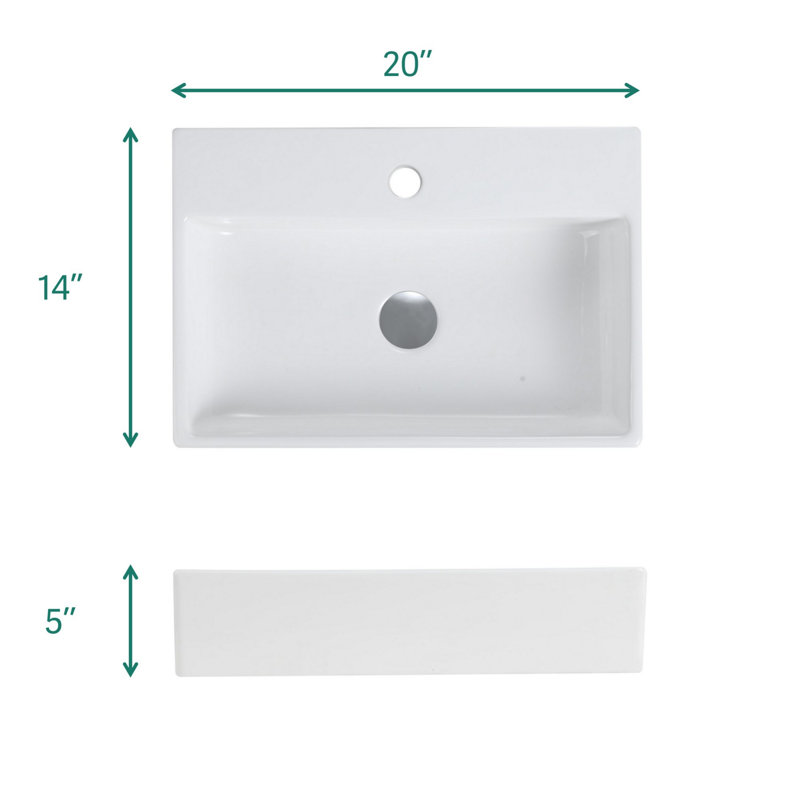 Ceramic Bathroom Sink With 1 Faucet Hole And Overflow
