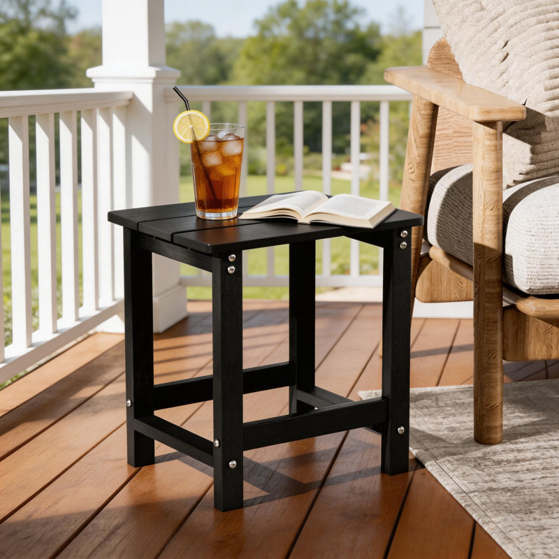 Table d'appoint d'extérieur H 16,1 po x P 12,2 po x H 16,7 po, table d'appoint de patio durable et résistante aux intempéries pour chaises Adirondack, petite table d'extérieur carrée portante de 200 lb pour la cour, la piscine, le patio, le porche, le jardin, la pelouse, les compagnons de détente, noir