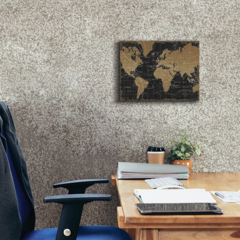 "Epic Graffiti" Mappemonde Borderless "par Pela Studio, art mural sur toile, H 12 po x l 16 po x P 0,75 po