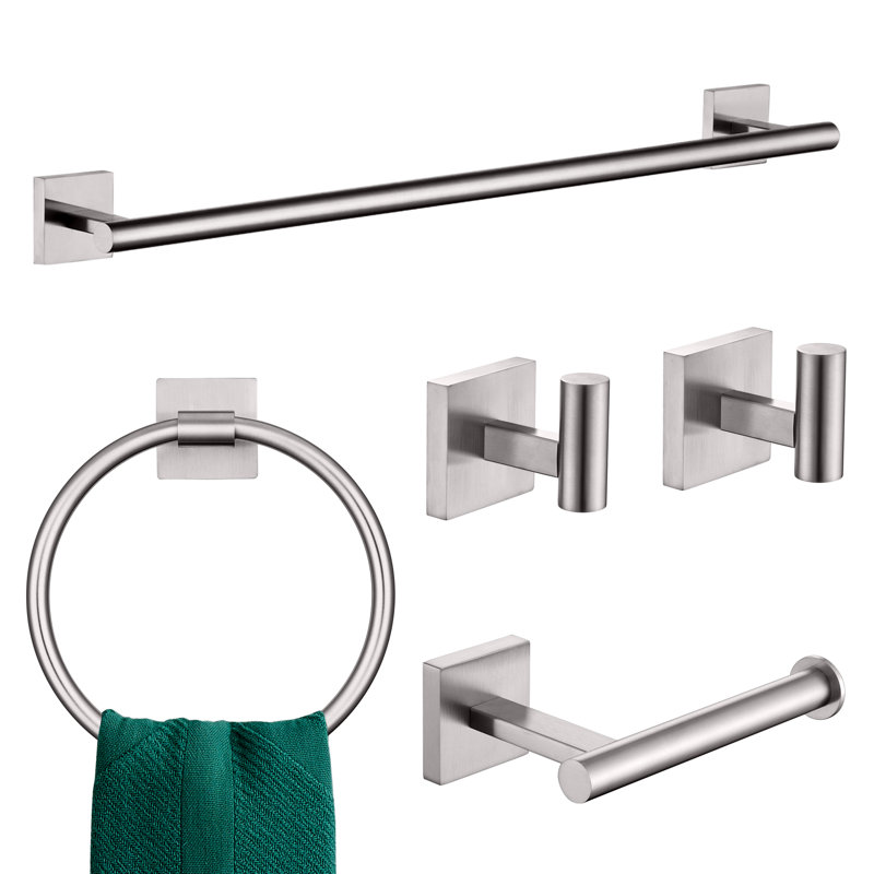 5 Piece Bathroom Hardware Set, Brushed Nickel