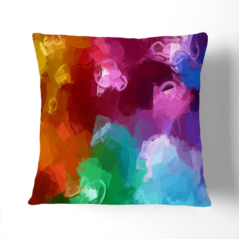 Colour Splashed Abstract Square Throw Cushion, 55 x 55 cm