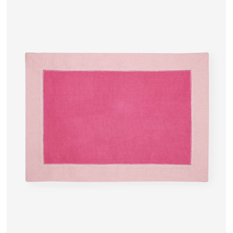 Roma Linen Rectangle Placemats, Pink/Carnation