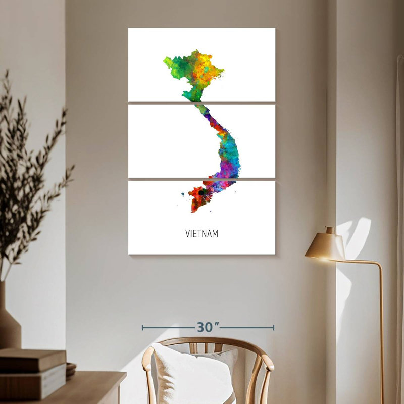 Carte d'aquarelle d'Aliaz au Vietnam I, H 65 po x l 42 po