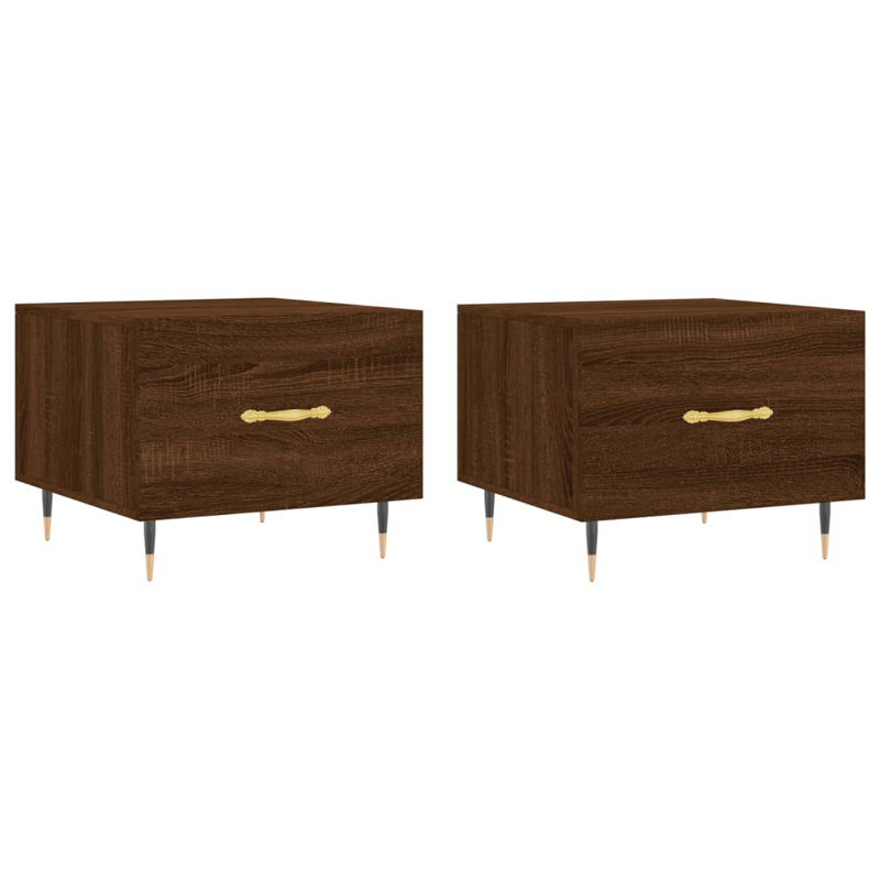 Four Leg Coffee Table with Storage, brown oak