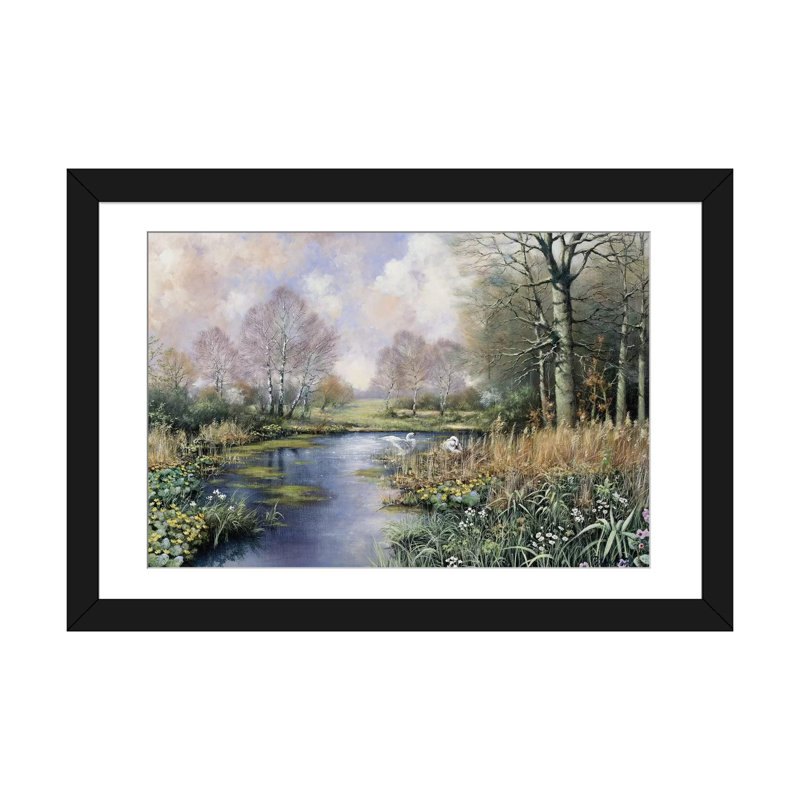 Printemps a commencé par Peter Motz - reproduction sur toile, Blanc, Papier d'art encadré noir, H 16 po x l 24 po x P 1 po