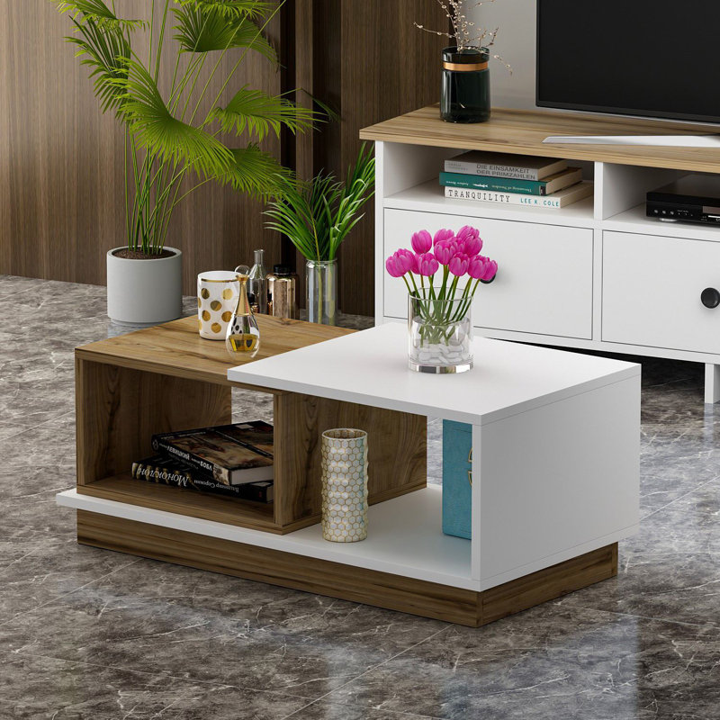 Table basse à piédestal avec rangement Jeno
