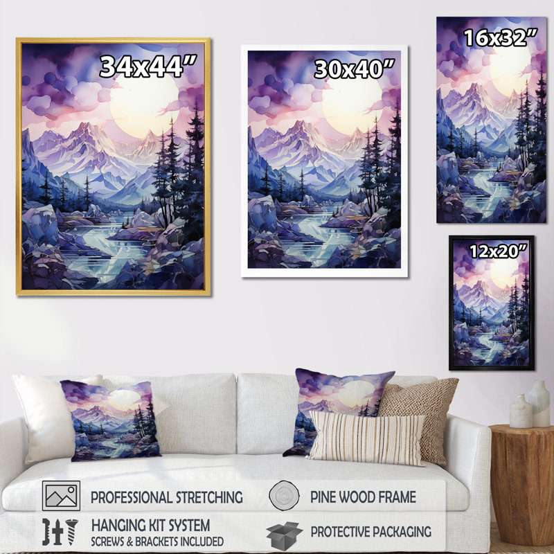 «Majestic Mountain Views III», reproduction sur toile, H 44 po x l 34 po x P 1,5 po, Cadre naturel flottant