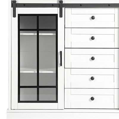 Storage Cabinet, Home Kitchen Sideboard, Living Room Storage Cabinet Against the Wall, Modern Minimalist Storage Cabinet, Vintage White
