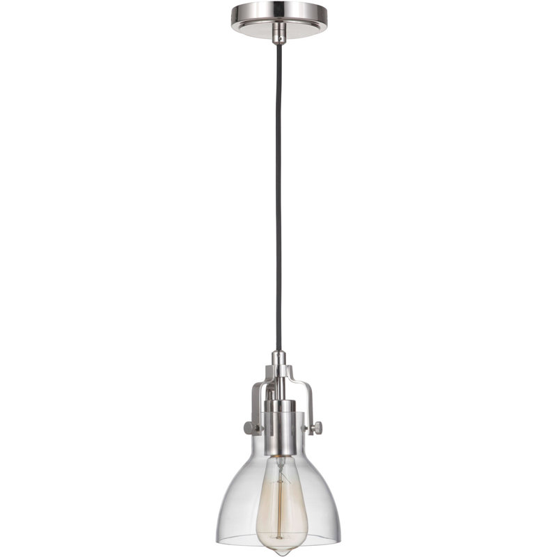 Luminaire suspendu simple en nickel poli à 1 lumière Javen