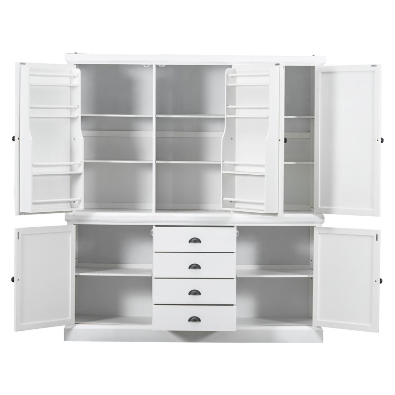Garde-manger avec 5 portes et 4 tiroirs, Blanc
