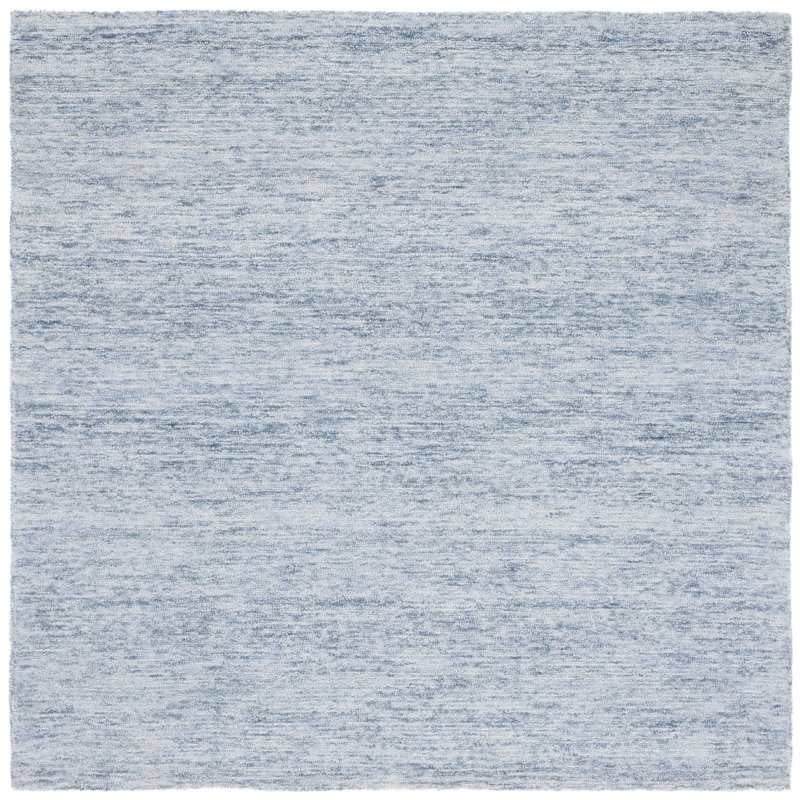 Tapis bleu en laine / coton touffeté à la main Amburgey Metro, Carré 6 pi