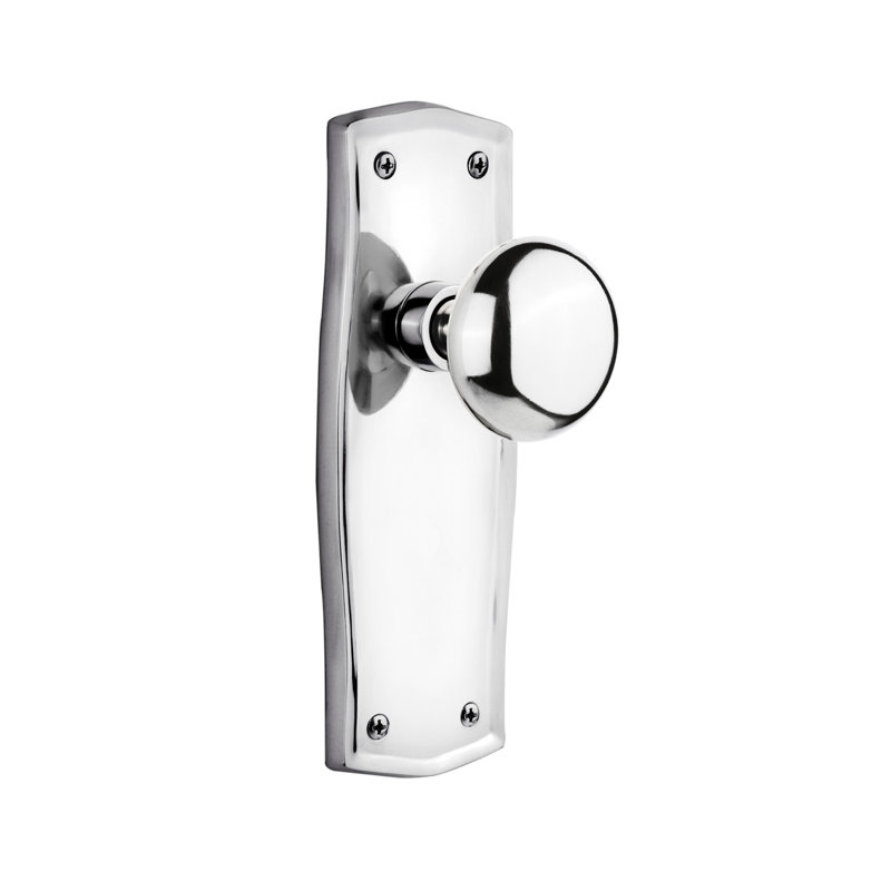 Plaque Prairie avec bouton de porte New York, 2 3/8, Chrome brillant