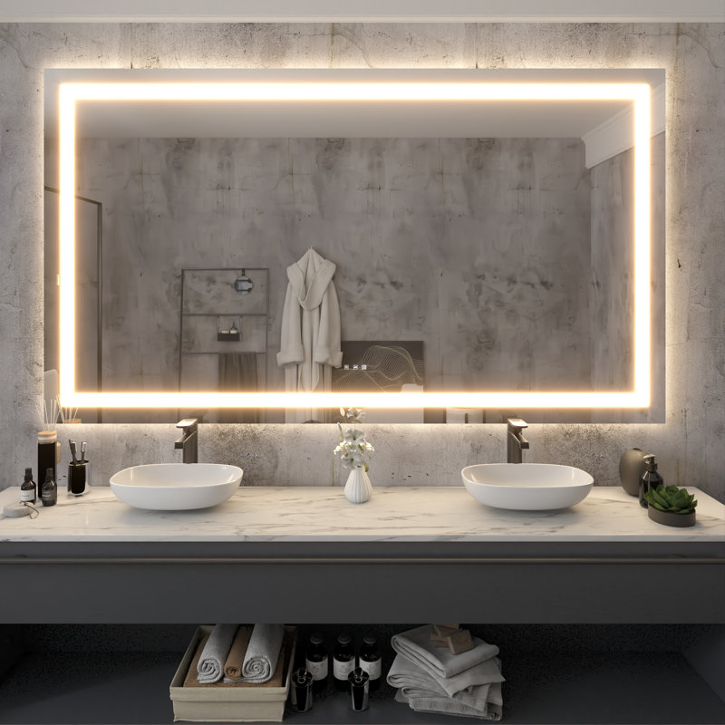 Miroir de salle de bain à DEL sans cadre , 48" x 84"