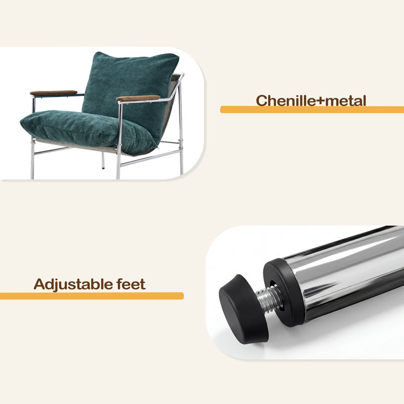 Chaise d'appoint Chaises de salon Comfy Chaise de lecture pour chambre à coucher Chaise longue rembourrée Fauteuil moderne Mid-Century
