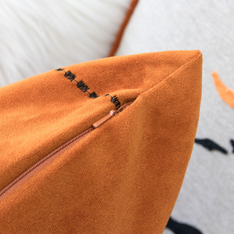 Embroidered Velvet Throw Pillow