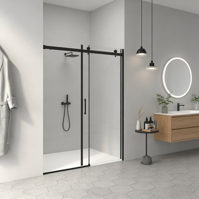 56"-60"W x 72"H Frameless Shower Door, Sliding Shower Door, with Premium 5/16"(8mm) Thick Tempered Glass Shower Enclosure ,Double Side Easy Clean Coat,Chrome Finished With Buffer