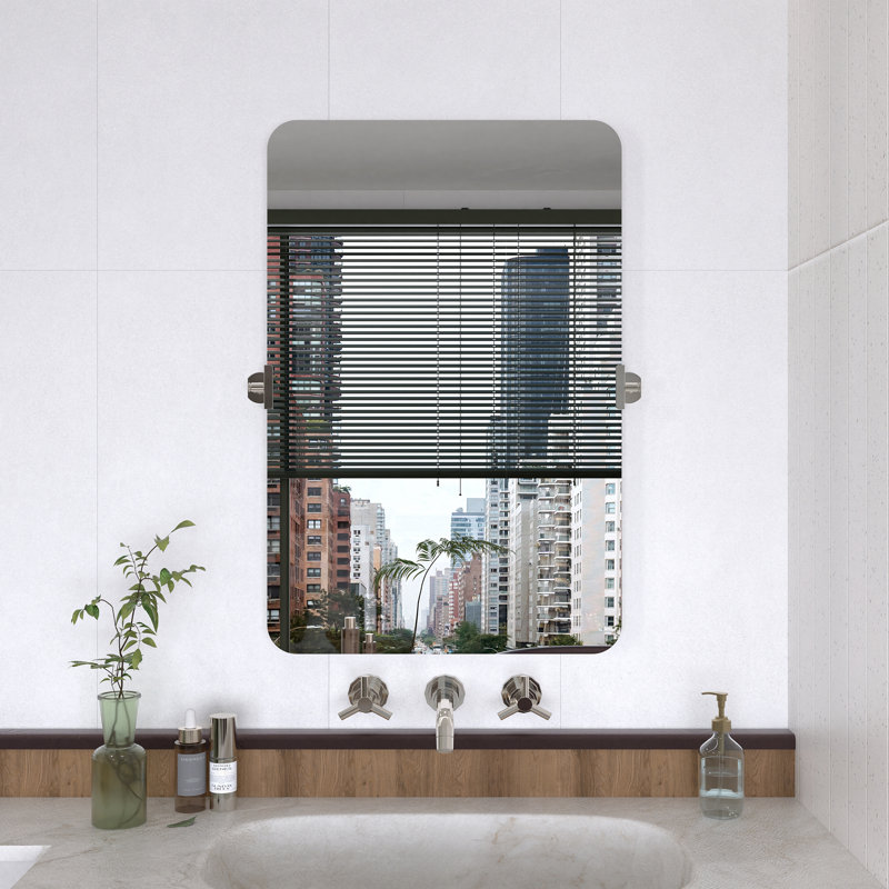 Miroir de salle de bain mural Redolent, Chrome chrome, 36 po x 24 po