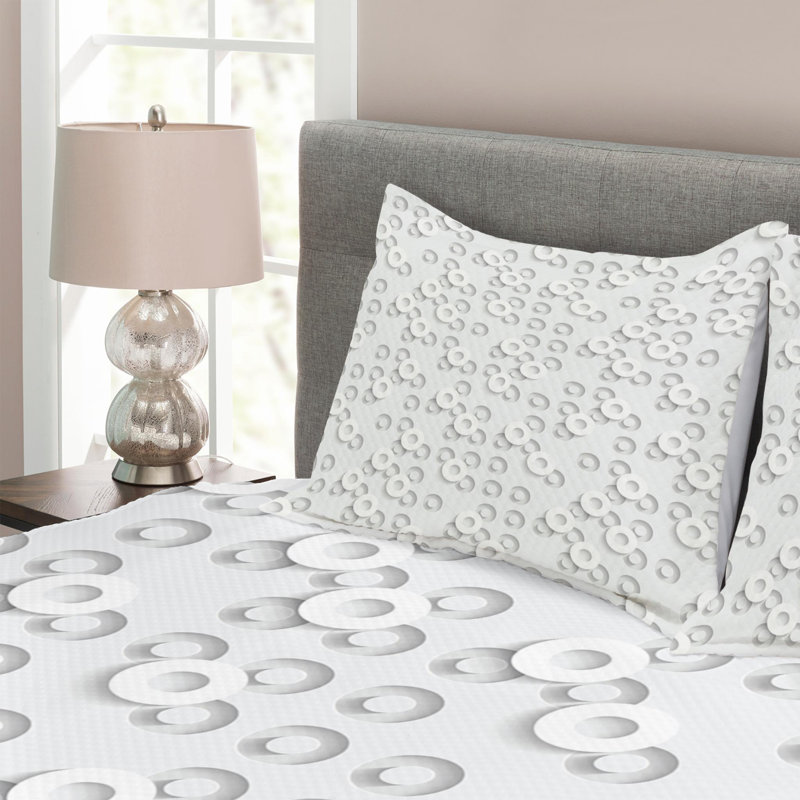 Modern & Contemporary Geometric Shapes Coverlet, Queen Coverlet + 2 Shams