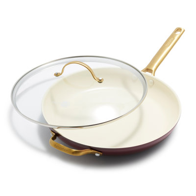 GreenPan Reserve Hard Anodized Healthy Ceramic Nonstick 12" Frying Pan Skillet, Gold Handle