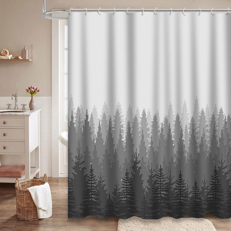 Rideau de douche à 12 crochets Forest Trees, L 72 po x l 84 po