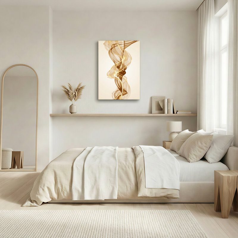 Ensemble de 1 tableau sur toile « Fumée dorée », H 40 po x l 28 po, Wrapped Canvas