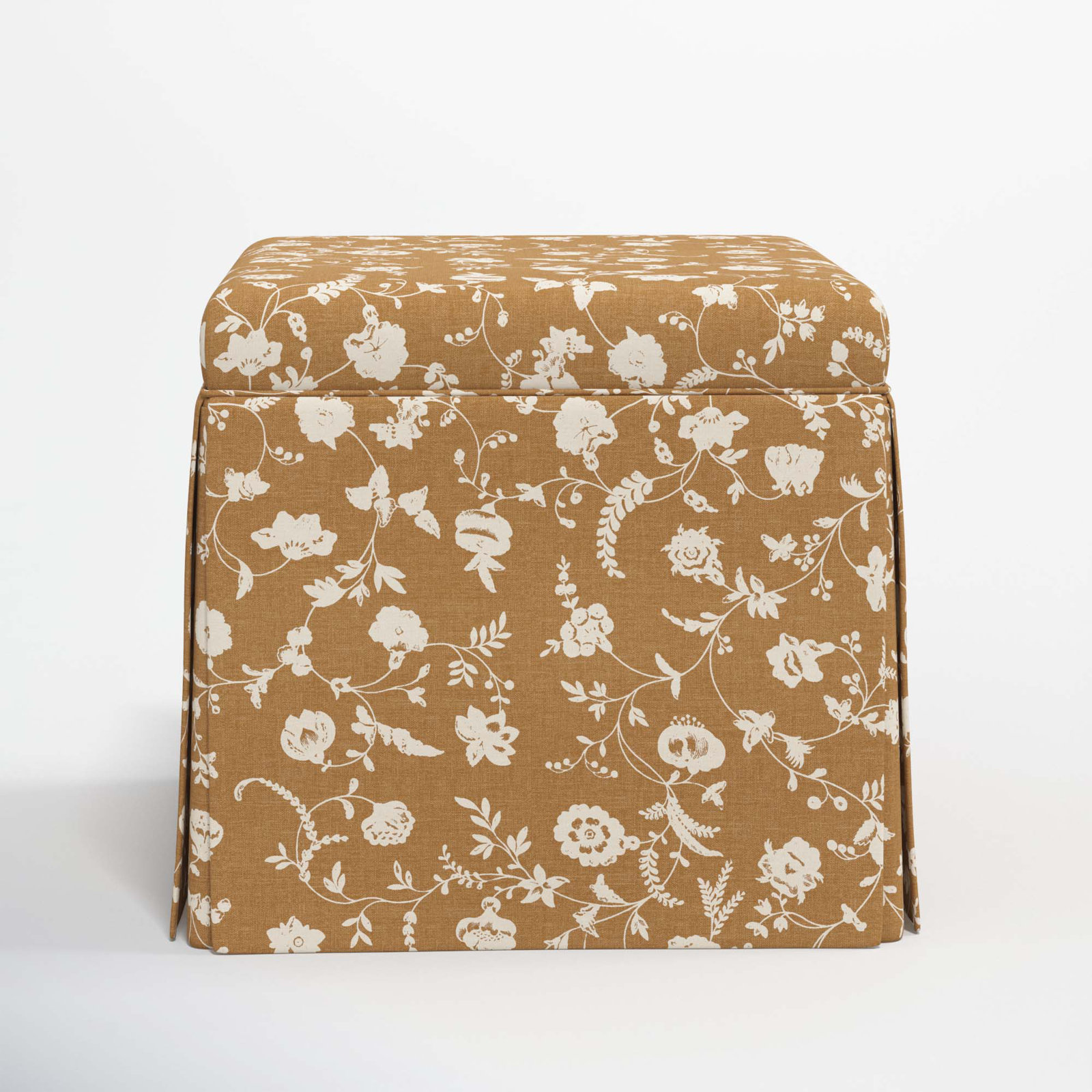Jebb 20" Cotton Ottoman, Robina Floral Ochre