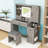 Vanity Desk with Sliding LED Mirror, Charging Station, 4 Drawers and 2 Cabinets-432219795