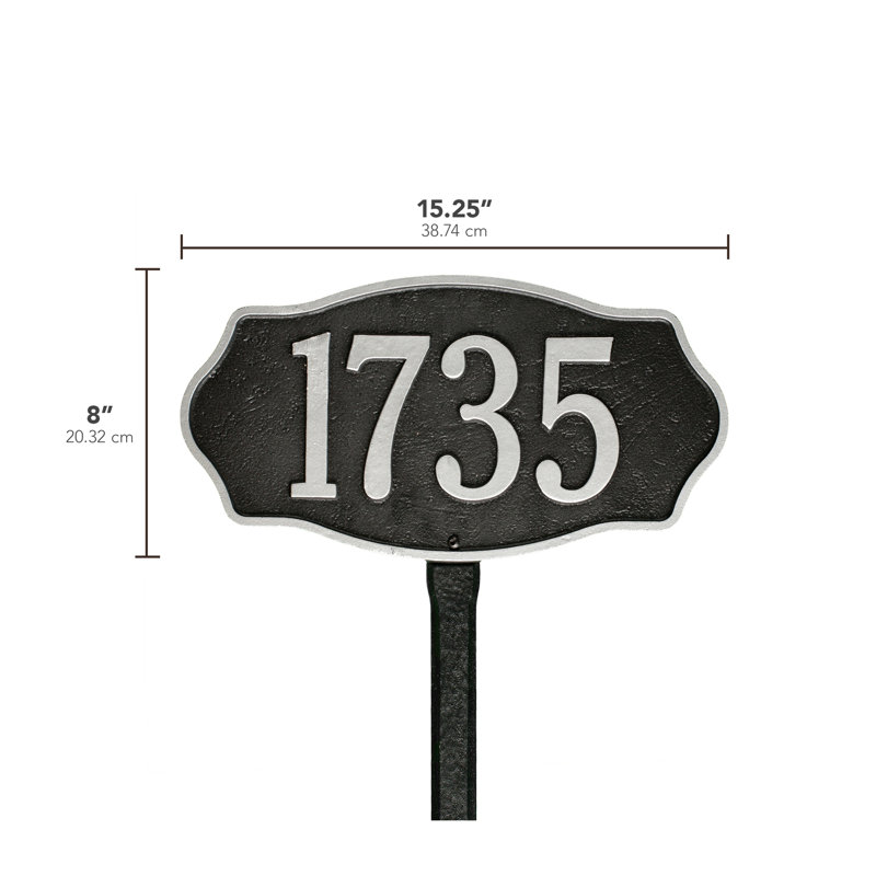 Hampshire 1-Line Lawn Address Sign, Black/Silver, Yes