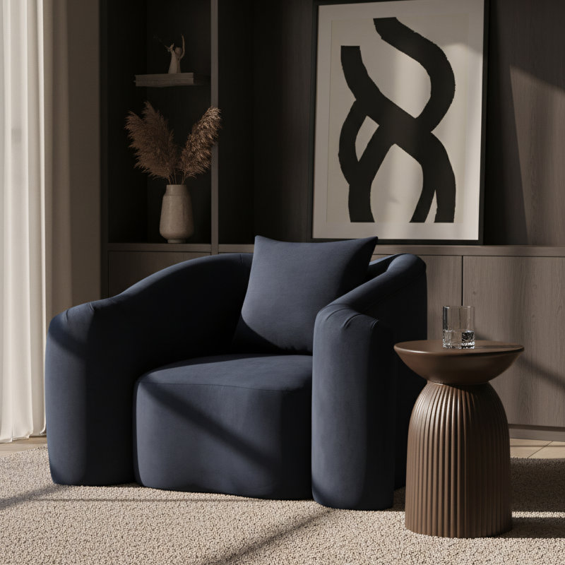 Chaise en velours Soyini, Velours bleu marine