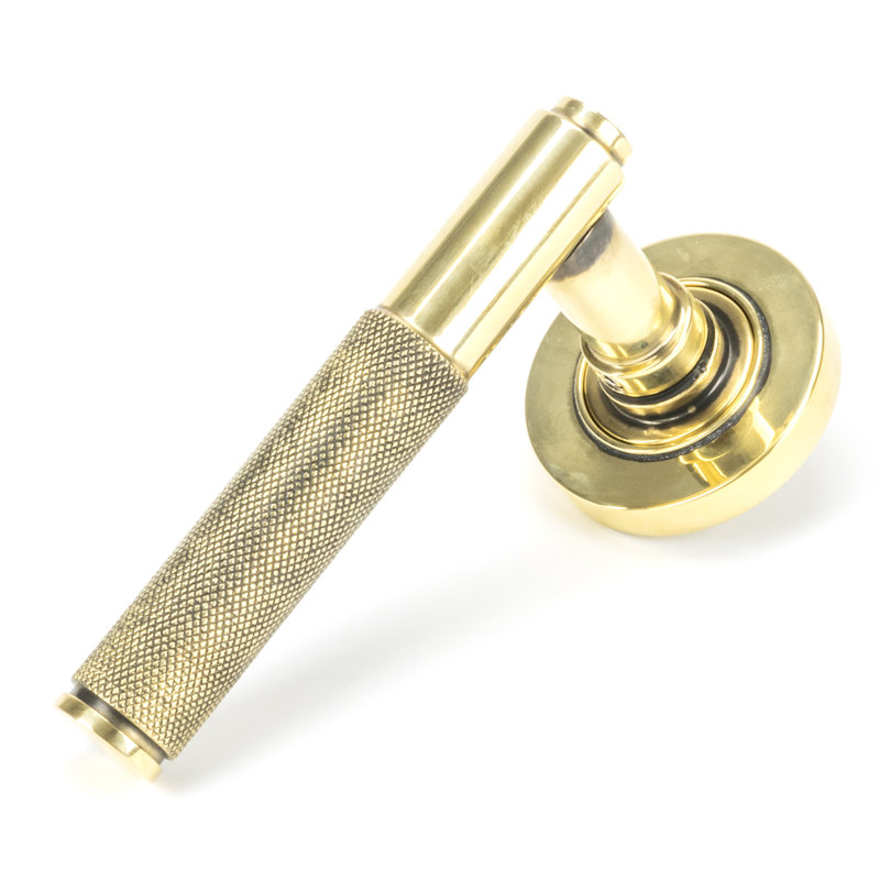 Brompton Latch Right Hand Door Handle, Aged Brass