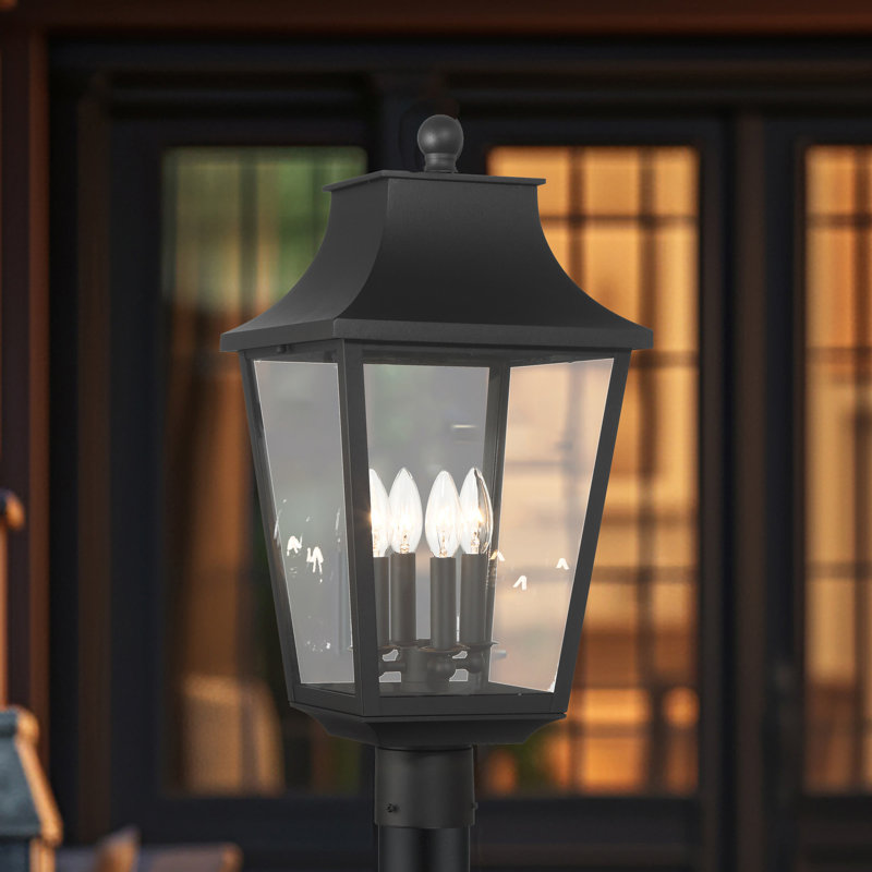 Lark Manor ™ Marcie - Support pour poteau d'extérieur 4 lumières au fini sable charbon