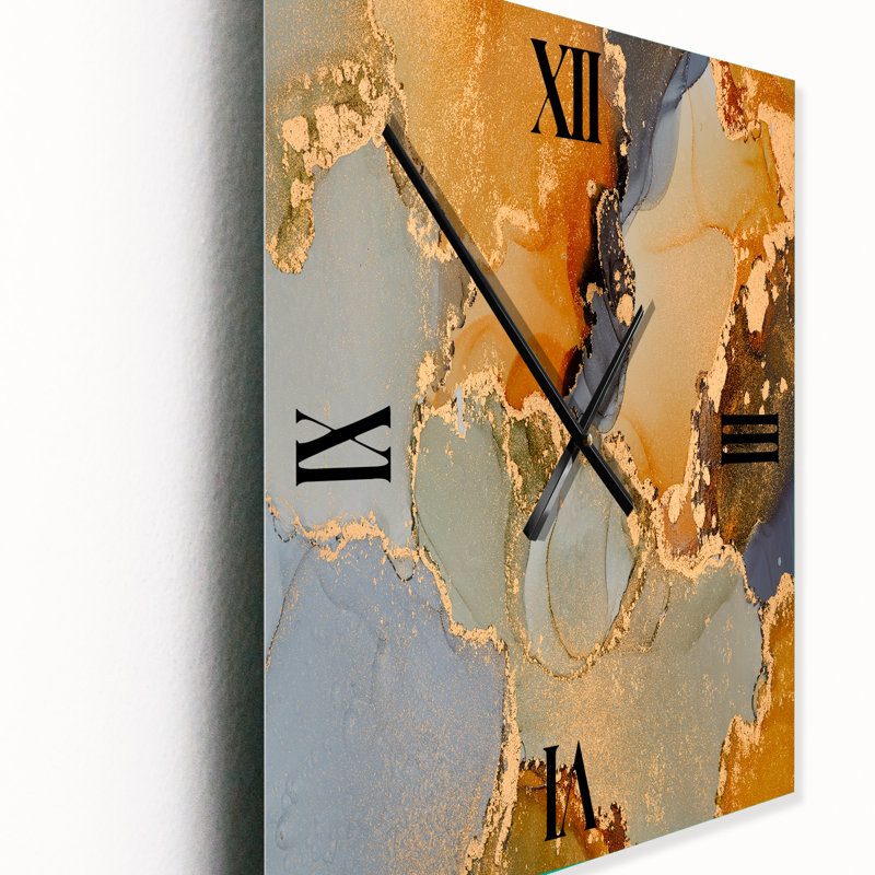 Horloge murale abstraite en métal brun, Petit