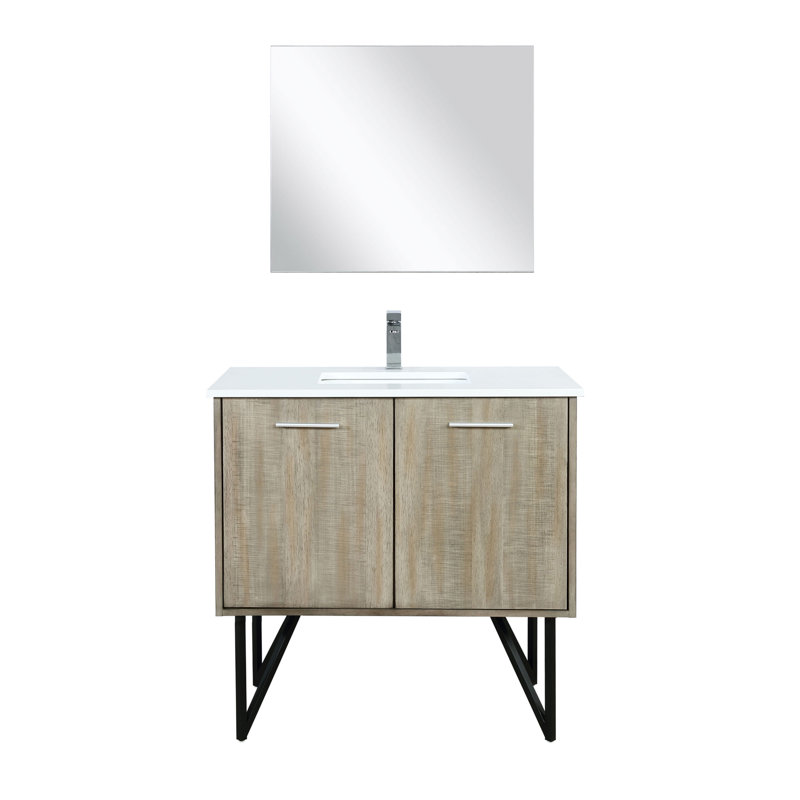 Ensemble de robinet de meuble-lavabo avec miroir l 36 po x P 20 po Lancy, Marbre de culture blanc