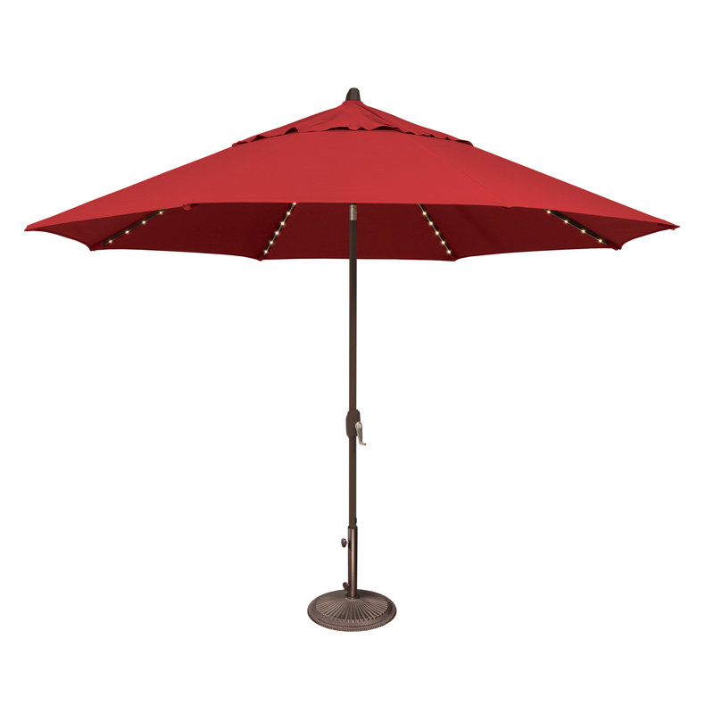 Parasol lumineux 11 'Lariat, Toile Sunbrella® rouge Jockey, Bronze