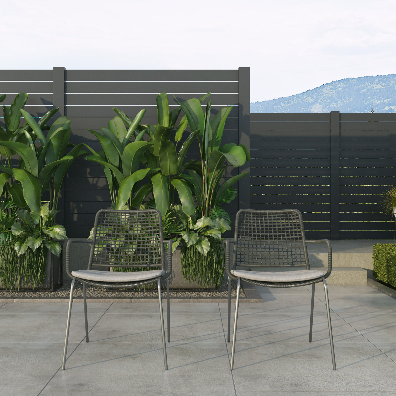Vashon Premium All-Weather Wicker Outdoor Stacking Dining Armchair with Cushion, Black