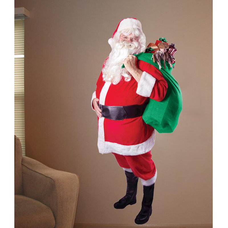 Santa Claus with Gifts Reusable Wall Decal 10.5" x 24"