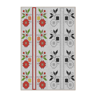 Tapis motif rose/vert/jaune