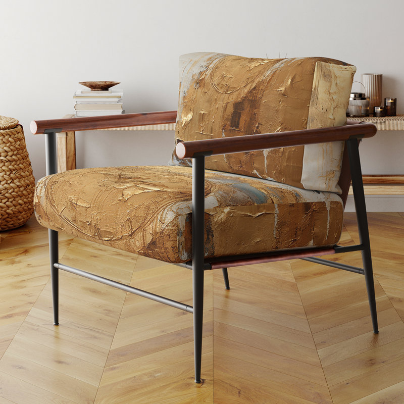 Fauteuil d'appoint rembourré à motif abstrait Vintage Gold Togetherness II, Noir